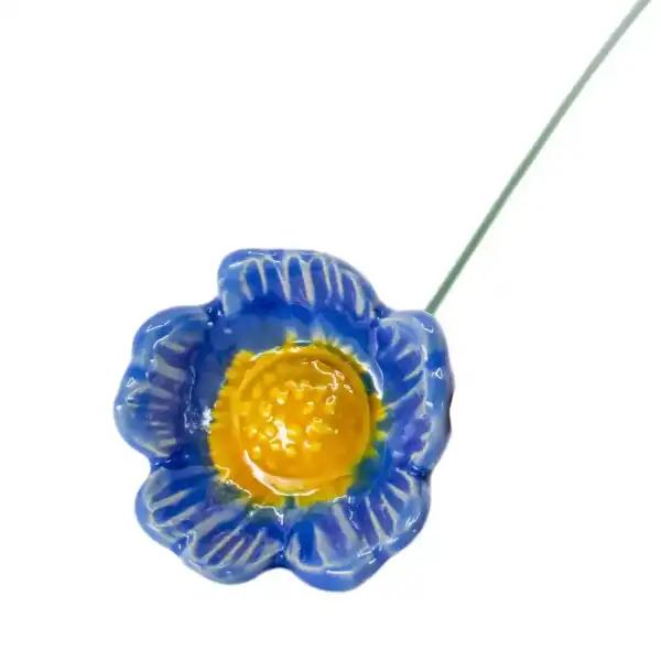 fleur eglantine ceramique bleu