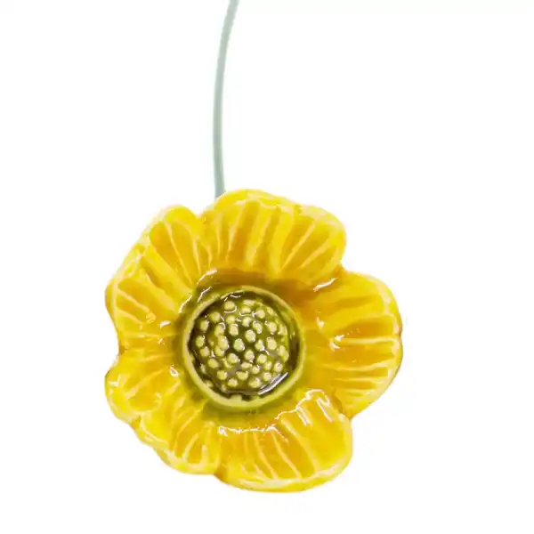 fleur eglantine ceramique jaune