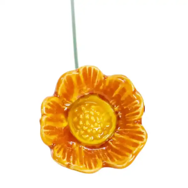 fleur eglantine ceramique orange