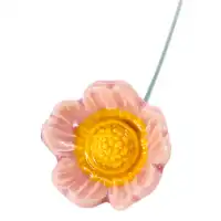 Eglantine rose - Fleur en céramique sur tige à planter