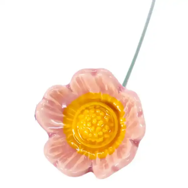 fleur eglantine ceramique rose