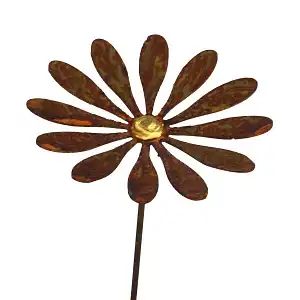 Marguerite à planter en métal rouillé - Diam. 12cm