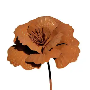 Tuteur fleur Pavot en fer brut 18cm