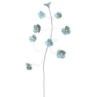 Fleurs de porcelaine sur branche en acier - Bleu clair