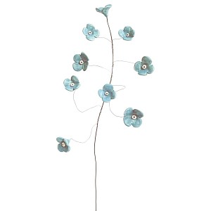 Lien vers un produit variante ou accessoire : Fleurs de porcelaine sur branche en acier - Bleu clair