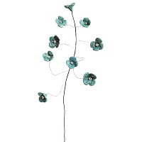 Fleurs de porcelaine sur branche en acier - Turquoise