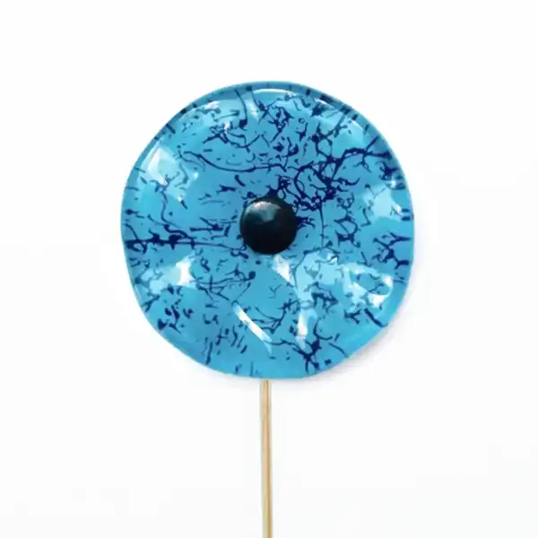 fleur verre adele bleu clair fonce