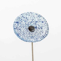 Fleur en verre artisanale Adèle - Bleu moucheté