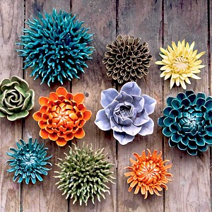 Fleur corail décorative en céramique