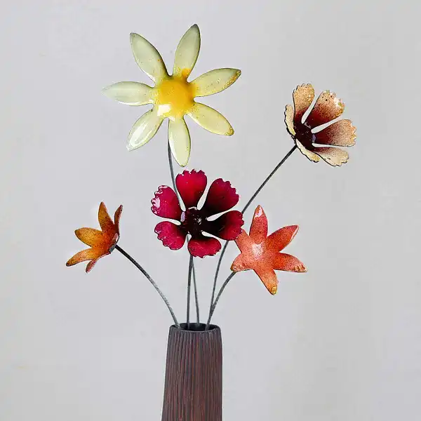 fleurs metal rose orange jaune 2