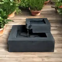 Fontaine de jardin carr&eacute;e avec cascade anthracite L.50 x l.50 x H.30 cm