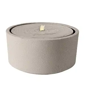 Fontaine de jardin ronde avec LED en plastique recyclé effet pierre brute - Sable - D.49 x H.25 cm