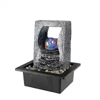 Fontaine à Led multicolore avec boule en verre et cascade