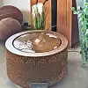 Fontaine de jardin ronde en acier galvanisé - Moucharabieh - D.50 x H.30 cm