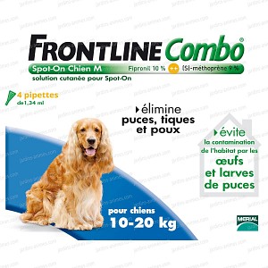 Frontline Combo pour chien de 10 à 20kg - 4 pipettes