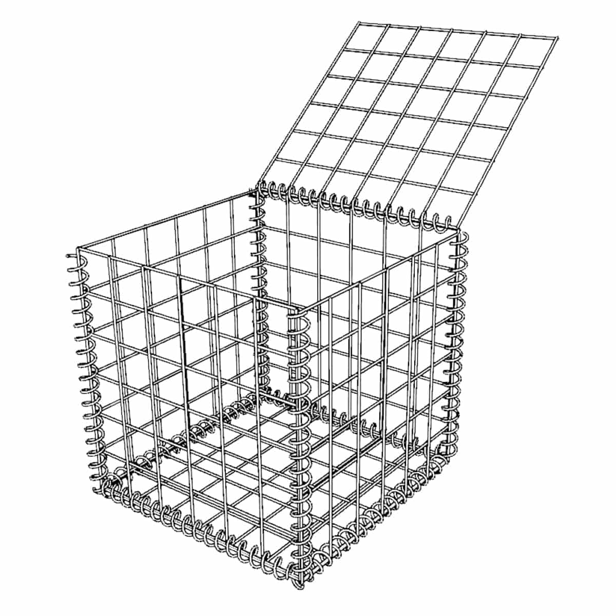 Gabion - cage métallique L. 50cm x larg. 50cm x h. 50cm