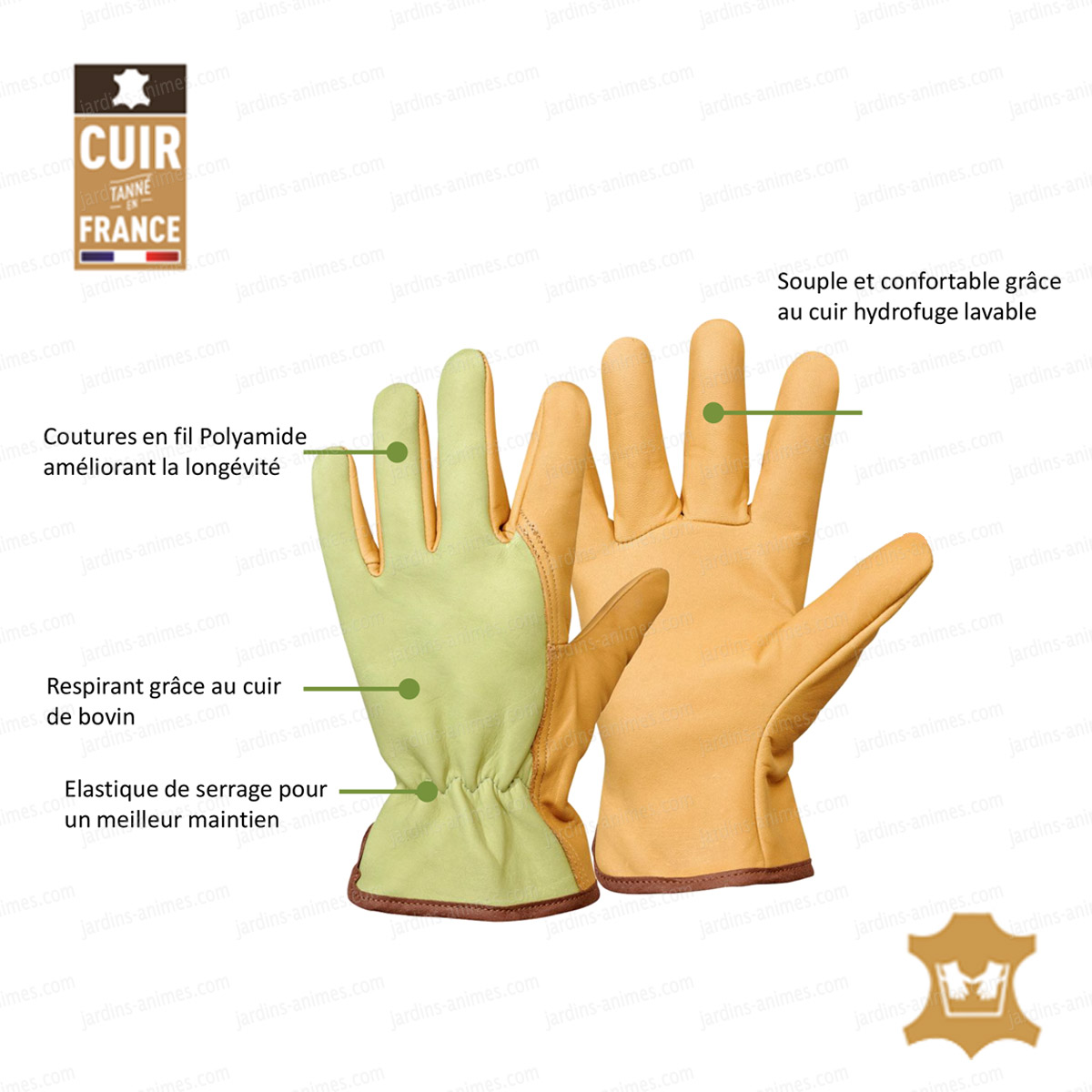 Gants de jardinage 100% cuir Frenchie ROSTAING Taille 07 