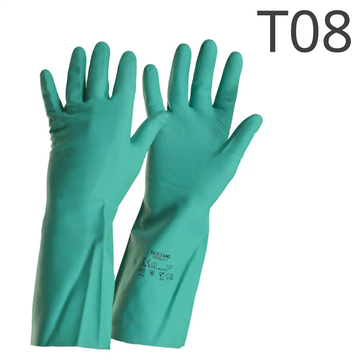 Gants de protection chimique en nitrile floqué coton - Taille 8  Gants de protection chimique en nitrile floqué coton - Taille 8