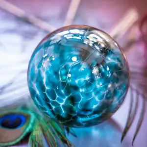 Globe d'arrosage en verre pour plante, cristal de Baccarat - Réserve d'eau 0.5L Bleu lagon