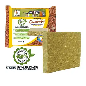 Bloc de graisse végétale pour oiseaux sans huile de palme - cacahuètes