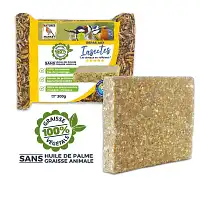 Bloc de graisse végétale pour oiseaux sans huile de palme - insectes