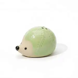 Hérisson pique-fleurs décoratif vert - artisanal - grès - L. 10 cm  Hérisson pique-fleurs décoratif vert - artisanal - grès - L. 10 cm