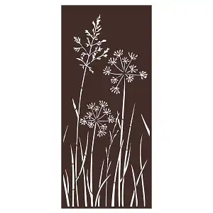Panneau décoratif en métal L.80 x H.180cm - Allium et graminées - Marron