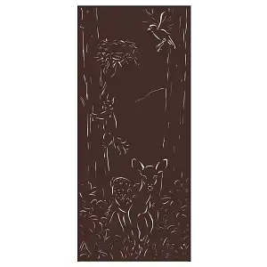 Panneau décoratif extérieur en métal L.80 x H.180cm - Faon et écureuil - Marron
