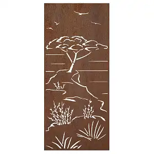 Panneau décoratif extérieur en acier corten L.80 x H.180cm - Mer et falaise