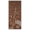 Panneau décoratif extérieur en acier corten H. 180cm - Mer et bateau