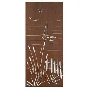 Panneau décoratif extérieur en acier corten L.80 x H.180cm - Mer et bateau