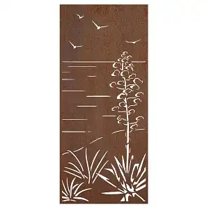 Panneau décoratif extérieur en acier corten L.80 x H.180cm - Mer et arbre