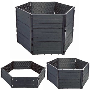Carré potager hexagonal en plastique recyclable - Hauteur variable