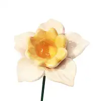 Grande jonquille blanche - Fleur en céramique sur tige à planter  Grande jonquille blanche - Fleur en céramique sur tige à planter