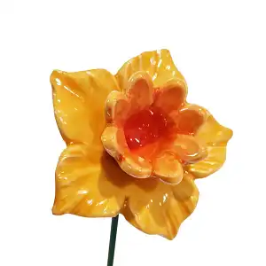 Grande jonquille jaune - Fleur en céramique sur tige à planter