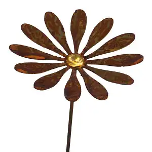 Marguerite à planter en métal rouillé - Diam. 15cm