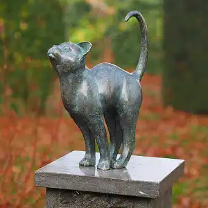 Sculpture chat curieux - Statue animaux de jardin H. 31cm  Sculpture chat curieux - Statue animaux de jardin H. 31cm