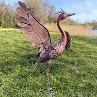 Héron décoratif en métal 70cm