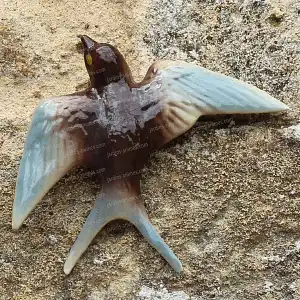 Hirondelle murale en céramique - Ailes grises