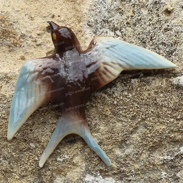 hirondelle murale ceramique ailes grises