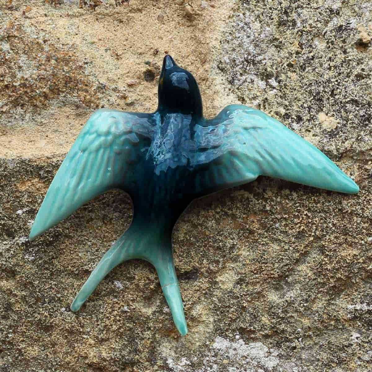 hirondelle murale ceramique bleu 2