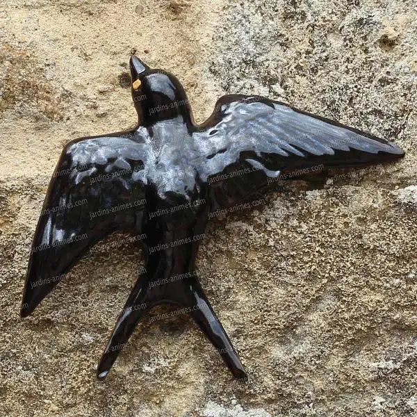 hirondelle murale ceramique noir