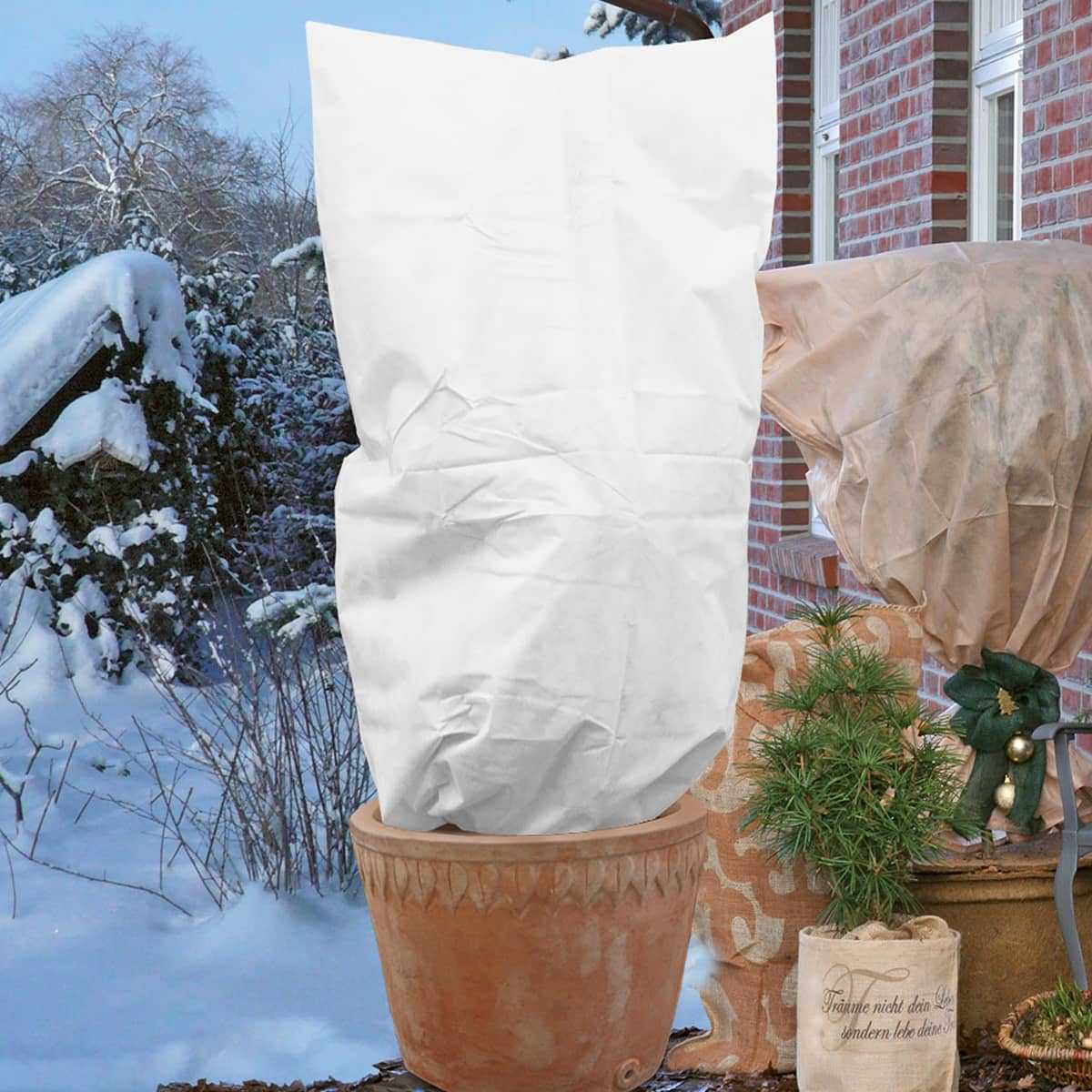 Set de 2 housses d'hivernage zippées Blanc - Diam. 125cm x haut. 180cm,  vente au meilleur prix