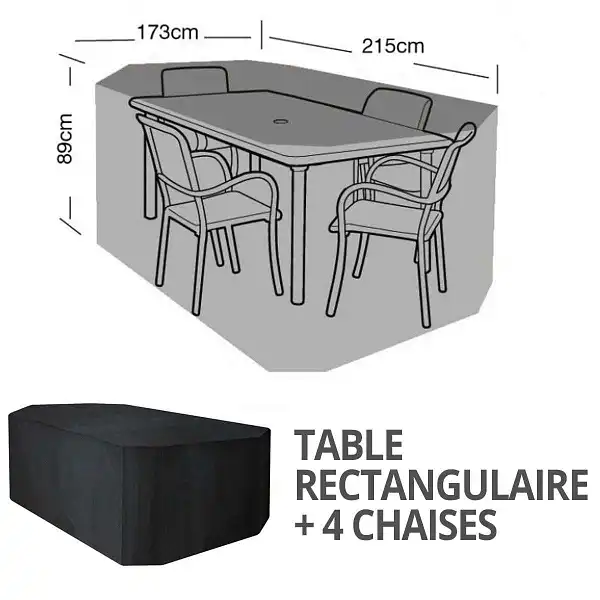 housse protection table rectangle 4 chaises