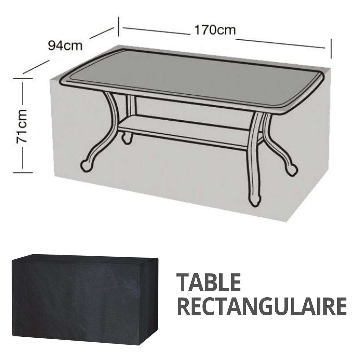 Housse bâche protection table rectangulaire 6 places long. 170cm, vente au  meilleur prix