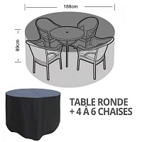 Housse bÃ¢che protection table ronde + 4 Ã 6 chaises diam. 188cm