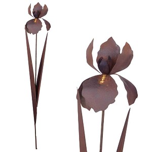 Décoration de jardin - Iris en métal rouillé
