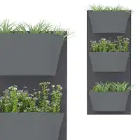 Jardin vertical 3 bacs, fond gris foncé bac anthracite
