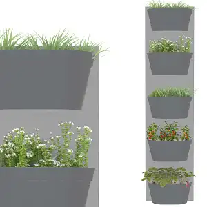 Jardin vertical 5 bacs, fond gris clair bac anthracite