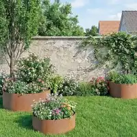 Jardini&egrave;re ronde - Bac potager en acier corten D.93cm